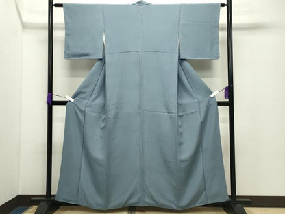 平和屋着物●上質な色無地　湊鼠色　正絹　逸品　CABD8862gh
