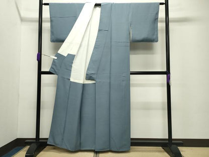 平和屋着物●上質な色無地　湊鼠色　正絹　逸品　CABD8862gh