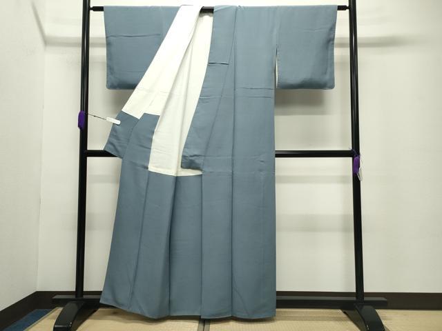 平和屋着物●上質な色無地　湊鼠色　正絹　逸品　CABD8862gh