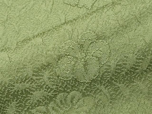 平和屋着物●上質な色無地　辻が花地紋　抹茶色　正絹　逸品　CABD8864gh