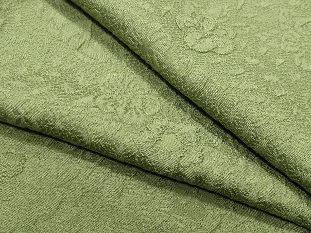 平和屋着物●上質な色無地　辻が花地紋　抹茶色　正絹　逸品　CABD8864gh