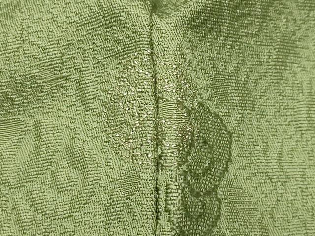 平和屋着物●上質な色無地　辻が花地紋　抹茶色　正絹　逸品　CABD8864gh