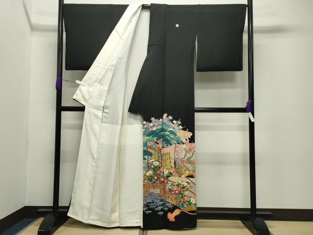 平和屋着物●本加賀友禅作家　毎田仁郎　黒留袖　御所車松竹梅文　暈し染め　金彩　正絹　逸品　CABD8865gh