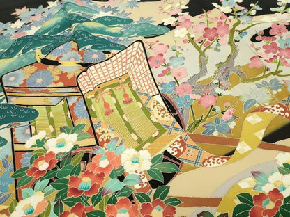 平和屋着物●本加賀友禅作家　毎田仁郎　黒留袖　御所車松竹梅文　暈し染め　金彩　正絹　逸品　CABD8865gh