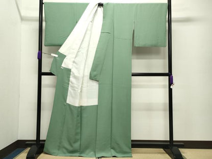 平和屋着物●上質な色無地　柳染色　正絹　逸品　CABD8867gh