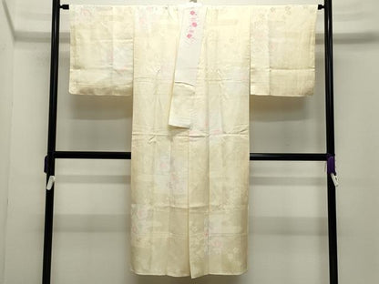 平和屋着物●長襦袢　袷　エ霞花地紋　暈し染め　半衿刺繍　正絹　逸品　CABD8869gh
