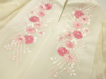 平和屋着物●長襦袢　袷　エ霞花地紋　暈し染め　半衿刺繍　正絹　逸品　CABD8869gh
