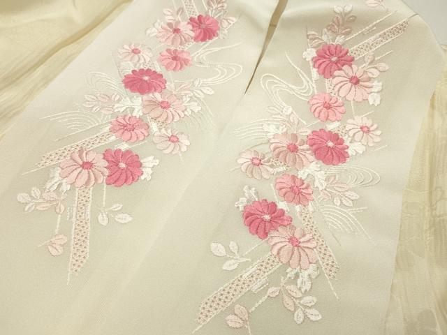 平和屋着物●長襦袢　袷　エ霞花地紋　暈し染め　半衿刺繍　正絹　逸品　CABD8869gh