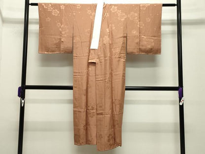 平和屋着物●長襦袢　無双仕立て　舞桜地紋　小麦色　やまと誂製　正絹　逸品　未使用　CABD8870gh