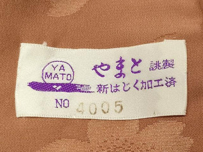 平和屋着物●長襦袢　無双仕立て　舞桜地紋　小麦色　やまと誂製　正絹　逸品　未使用　CABD8870gh
