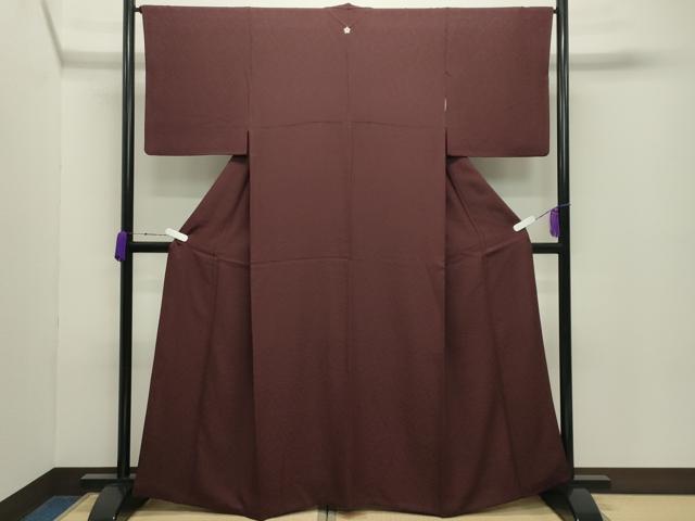 平和屋着物●上質な色無地　吉祥地紋　葡萄色　正絹　逸品　CABD8871gh