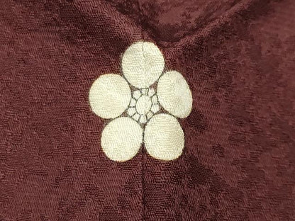 平和屋着物●上質な色無地　吉祥地紋　葡萄色　正絹　逸品　CABD8871gh