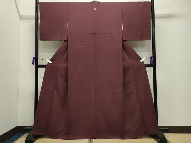 平和屋着物●上質な色無地　花尽し地紋　葡萄茶色　正絹　逸品　未使用　CABD8872gh