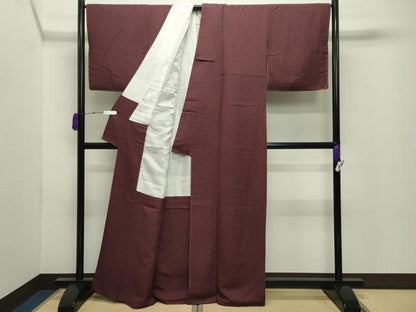 平和屋着物●上質な色無地　花尽し地紋　葡萄茶色　正絹　逸品　未使用　CABD8872gh