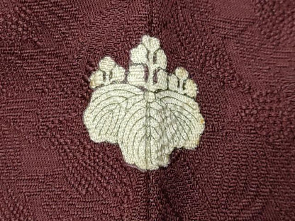 平和屋着物●上質な色無地　花尽し地紋　葡萄茶色　正絹　逸品　未使用　CABD8872gh