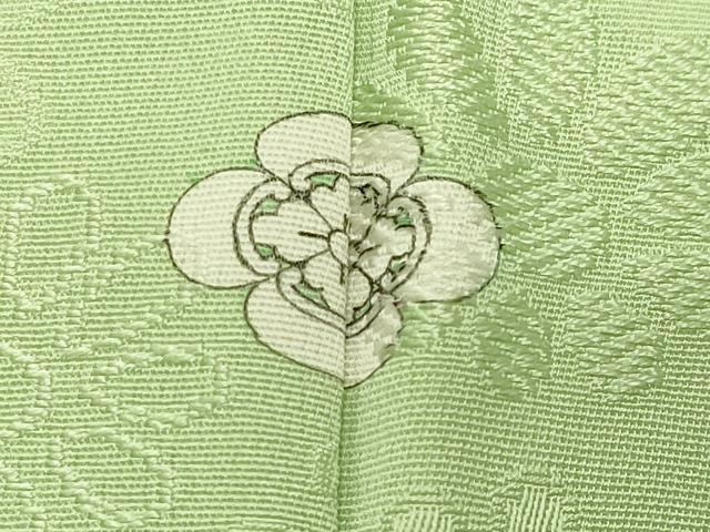 平和屋着物●上質な色無地　舞花地紋　若菜色　正絹　逸品　CABD8873gh 平和屋着物○上質な色無地 舞花地紋 若菜色 正絹 逸品 CABD8873gh