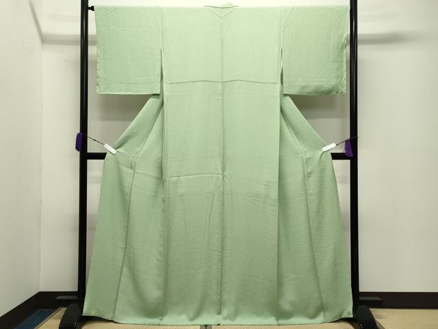平和屋着物●上質な色無地　花唐草地紋　若菜色　正絹　逸品　未使用　CABD8874gh