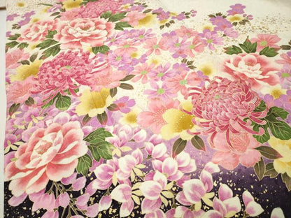 平和屋着物●豪華振袖　刺繍　舞花文　暈し染め　金銀彩　銀通し地　正絹　逸品　CABD8876gh
