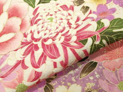 平和屋着物●豪華振袖　刺繍　舞花文　暈し染め　金銀彩　銀通し地　正絹　逸品　CABD8876gh