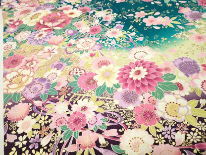 平和屋着物●豪華振袖　刺繍　舞花文　暈し染め　金彩　銀通し地　正絹　逸品　CABD8877gh