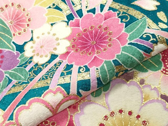 平和屋着物●豪華振袖　刺繍　舞花文　暈し染め　金彩　銀通し地　正絹　逸品　CABD8877gh