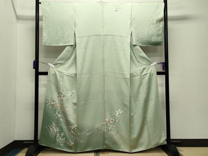 平和屋着物●訪問着　作家物　枝花文　暈し染め　金彩　正絹　逸品　未使用　CABD8879gh
