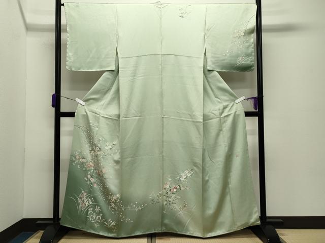 平和屋着物●訪問着　作家物　枝花文　暈し染め　金彩　正絹　逸品　未使用　CABD8879gh