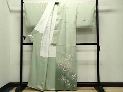 平和屋着物●訪問着　作家物　枝花文　暈し染め　金彩　正絹　逸品　未使用　CABD8879gh