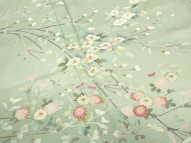 平和屋着物●訪問着　作家物　枝花文　暈し染め　金彩　正絹　逸品　未使用　CABD8879gh