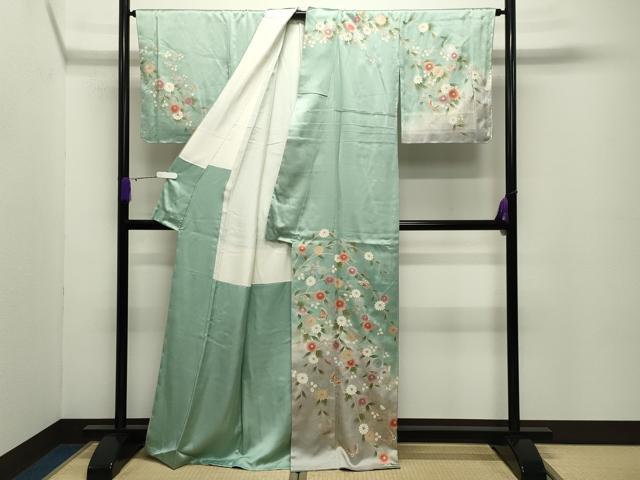 平和屋着物●訪問着　立波舞蝶文　暈し染め　金彩　正絹　逸品　未使用　CABD8880gh