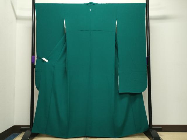 平和屋着物●豪華振袖　色無地　萌葱色　正絹　逸品　CABD8881gh