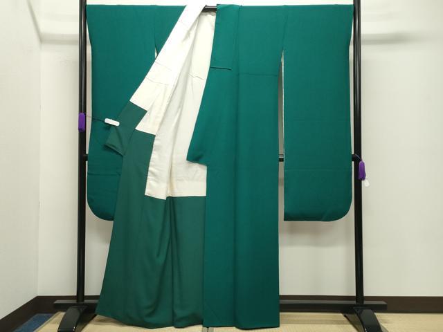 平和屋着物●豪華振袖　色無地　萌葱色　正絹　逸品　CABD8881gh