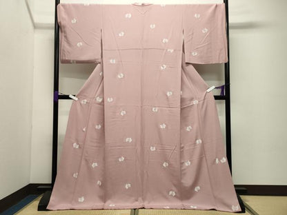 平和屋着物●東京友禅　菅有鬼一　小紋　白鷺　胡蝶蘭　金彩　ロング丈　正絹　逸品　CABD8882gh
