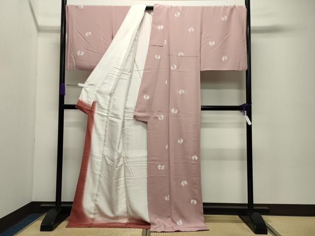 平和屋着物●東京友禅　菅有鬼一　小紋　白鷺　胡蝶蘭　金彩　ロング丈　正絹　逸品　CABD8882gh