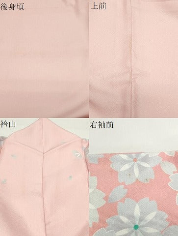 平和屋着物●小振袖　二尺袖　舞桜文　暈し染め　洗える着物　CABD8883gh