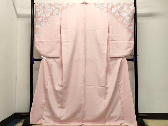 平和屋着物●小振袖　二尺袖　舞桜文　暈し染め　洗える着物　CABD8883gh