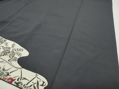 平和屋着物●訪問着　型染め　道長草花文　正絹　逸品　CABD8884gh