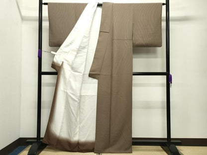 平和屋着物●江戸小紋　万筋　榛色×憲法黒茶色　正絹　逸品　CABD8885gh