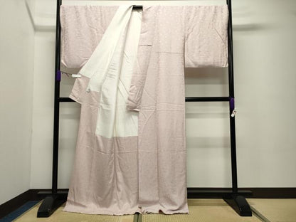 平和屋着物●上質な色無地　松竹梅地紋　薄桜色　京都きもの友禅扱い　ロング丈　正絹　逸品　未使用　CABD8886gh