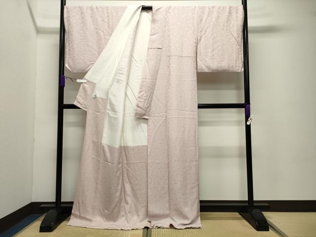 平和屋着物●上質な色無地　松竹梅地紋　薄桜色　京都きもの友禅扱い　ロング丈　正絹　逸品　未使用　CABD8886gh