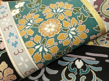 平和屋着物●豪華黒留袖　駒刺繍　鳳凰花唐草文　金彩　正絹　逸品　CABD8887gh