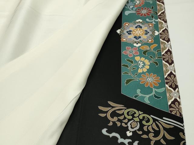 平和屋着物●豪華黒留袖　駒刺繍　鳳凰花唐草文　金彩　正絹　逸品　CABD8887gh
