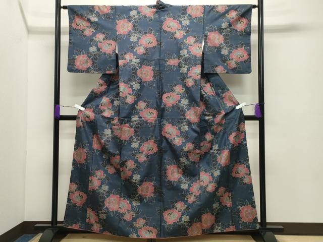 平和屋着物▽本場染大島紬 単衣 七宝花文 正絹 逸品 CAAW1375xi 【公式