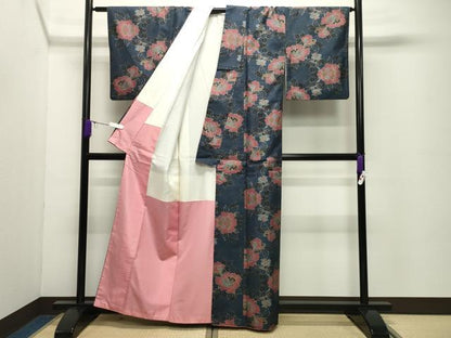 平和屋着物●本場大島紬　7マルキ　草花文　正絹　逸品　CABD8888gh