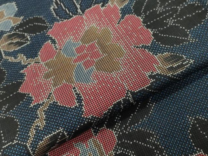 平和屋着物●本場大島紬　7マルキ　草花文　正絹　逸品　CABD8888gh