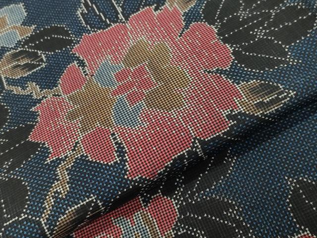 平和屋着物●本場大島紬　7マルキ　草花文　正絹　逸品　CABD8888gh