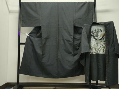 平和屋着物●男性　紬　アンサンブル　霞文　正絹　逸品　未使用　CABD8891gh