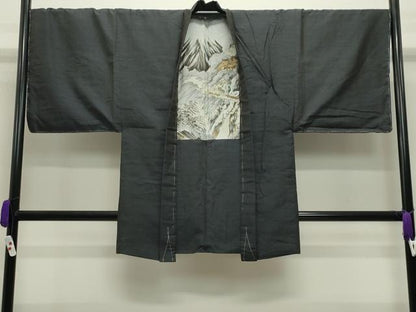 平和屋着物●男性　紬　アンサンブル　霞文　正絹　逸品　未使用　CABD8891gh