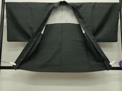 平和屋着物●男性　紬　アンサンブル　色無地　蝋色　正絹　逸品　未使用　CABD8892gh