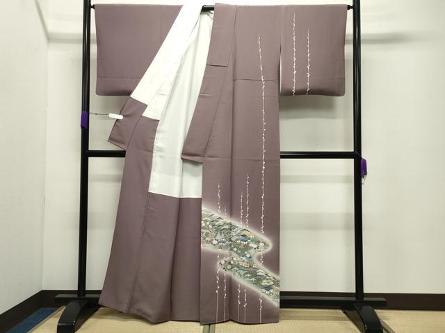 平和屋着物●染色作家　佐藤修平　訪問着　風景松竹梅文　暈し染め　正絹　逸品　CABD8893gh